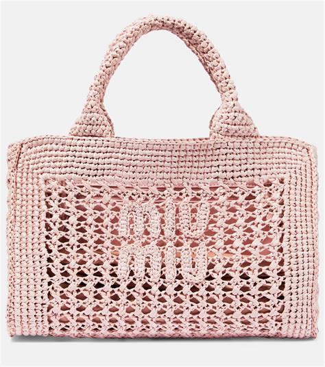 miu miu tote bag pink|Miu Miu crochet bag.